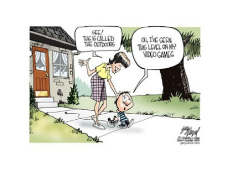 Technology Addiction in Kids Cartoon - Nature vs. Civilization